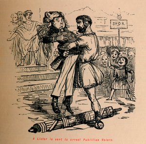 Lictor lähetetään pidättämään Publilius Volero, 1852 tekijältä John Leech