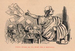 Cicero oksentaa esilippunsa, kuin herrasmies, 1852 tekijältä John Leech