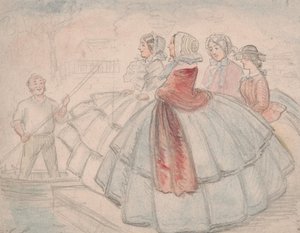 Krinoliinit joen rannalla tekijältä John Leech