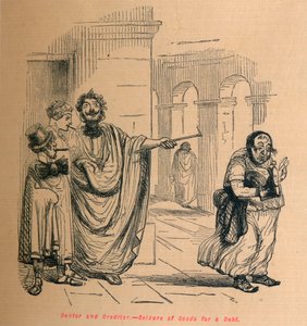 Velallinen ja velkoja - Tavaroiden takavarikointi velkaa vastaan, 1852 tekijältä John Leech