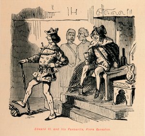 Edward II. ja hänen suosikkinsa, Piers Gaveston, c1860, c1860 tekijältä John Leech