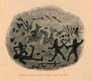 Taistelukenttä sumussa lähellä Barnetia, tekijältä John Leech