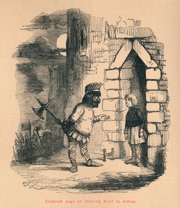 Guthrum tekee iltavierailun Alfredin luona, c1860, c1860. tekijältä John Leech