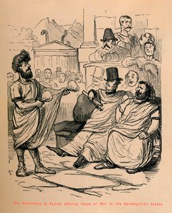 Hänen ylhäisyytensä Q Fabius tarjosi rauhaa tai sotaa Kartagon senaatille, 1852 tekijältä John Leech