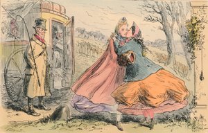 Miss Shannons saapuu Baldon Halliin, 1855. tekijältä John Leech