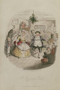 Mr Fezzywigs Ball, kuvitus Charles Dickensin (1812-1870) teoksesta A Christmas Carol, julkaistu 1843 (käsin väritetty kaiverrus).