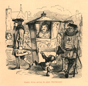 Kuningatar Anne avaa parlamentin vuonna 1897. tekijältä John Leech