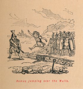 Remus hyppää seinien yli, 1852 tekijältä John Leech