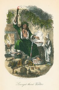 Kohtaus Charles Dickensin joululaulusta, 1843 tekijältä John Leech