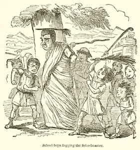 Koulupojat ruoskivat koulumestaria tekijältä John Leech