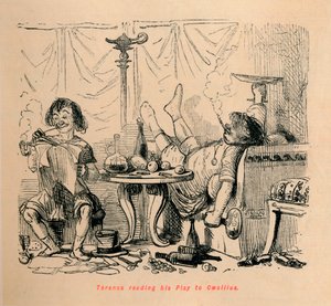 Terence lukee näytelmäänsä Caeciliukselle, 1852 tekijältä John Leech