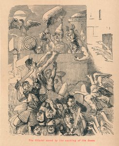 Linnoitus, joka pelastui hanhien nauramisen takia, 1852 tekijältä John Leech