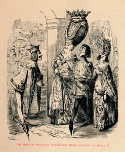 Burgundin herttua esittelee kuningatar Isabellan Henrik V:lle, c1860, c1860 tekijältä John Leech
