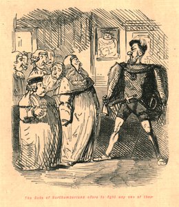 Northumberlandin herttua tarjoutuu taistelemaan ketä tahansa heistä vastaan, 1897. tekijältä John Leech