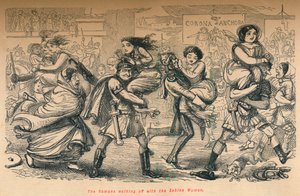 Roomalaiset kävelemässä sabiininaisten kanssa, 1852 tekijältä John Leech