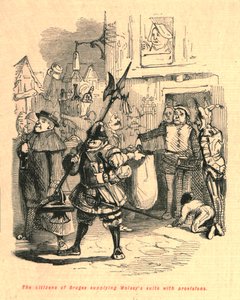 Bruggen asukkaat toimittavat Wolseys-sviittiä elintarvikkeilla, 1897. tekijältä John Leech