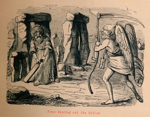 Time Bowling out the Druids, c1860, 1860 tekijältä John Leech
