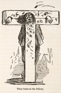 Titus Oates in the Pillar, Englannin sarjakuvahistoriasta, pub. 1864 tekijältä John Leech