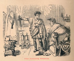 uhkailemassa Titus Pomponiusta, 1852 tekijältä John Leech
