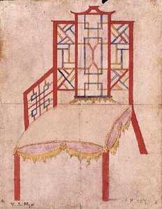 Design for Chinoiserie-tuoli, n.1753 (akvarelli paperille) tekijältä John Linnell