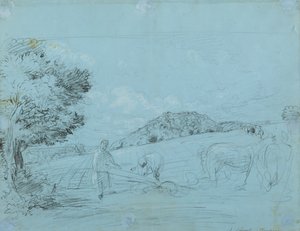 Kyntö Shorehamissa (kynä ja liitu paperille) tekijältä John Linnell