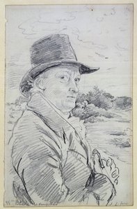 William Blake hattu päässään, (merkintä: Wm Blake at Hampstead) n.1825 (lyijykynä)