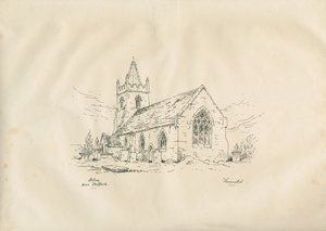 Acton Trussell Church: kynä- ja mustelitografia, nd [?19th century] tekijältä John Louis Petit