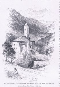 Welsbergissä, lähellä Cadorea, katsoen taaksepäin Dolomiiteille, The Magazine of Art 1893, Cassell and Company tekijältä John MacWhirter
