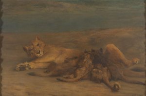 Una lleona amb quatre cries de lactància, anomenada "Mother