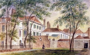 Näkymä Portlandin edesmenneen herttuattaren talosta ja museosta (1715-1785) 1796 (wc paperilla)