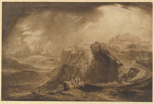 Joosua käskee aurinkoa pysähtymään Gibeonin ylle (Joosua 10:12-14) tekijältä John Martin