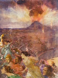 Vesuviuksen purkaus (guassi paperille) tekijältä John Millar Watt