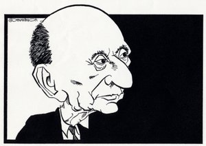 Arnold Schönberg, karikatyyri tekijältä John Minnion