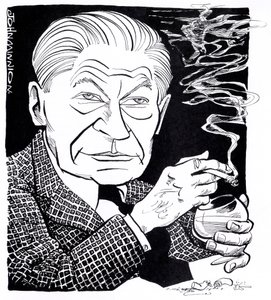 Arthur Koestler, karikatyyri tekijältä John Minnion