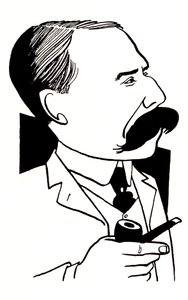 Edward Elgar - karikatyyri piippu kädessä tekijältä John Minnion