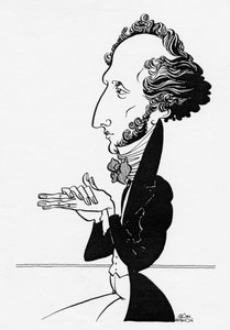 Felix Mendelssohn - Saksalaisen säveltäjän karikatyyri, 3. helmikuuta 1809 - 4. marraskuuta 1847 tekijältä John Minnion