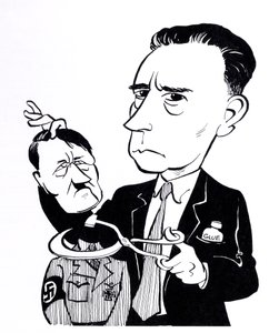 John Heartfield, karikatyyri Adolf Hitlerin kanssa tekijältä John Minnion