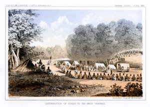 Tavaroiden jakelu Gros Ventresille 26. elokuuta 1853 1856. tekijältä John Mix Stanley