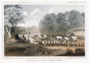 Tavaroiden jakelu Gros Ventresiin, pub. 1860 tekijältä John Mix Stanley