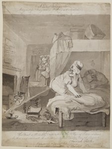 Patenttisammutin, joka on turvallinen ja helppo tapa sammuttaa kynttilä, 1801 (kynä, sivellin ja muste paperille). tekijältä John Nixon