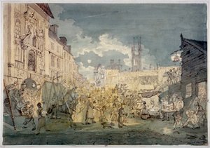 Bartholomew Fair, West Smithfield, Lontoo, 1813. tekijältä John Nixon