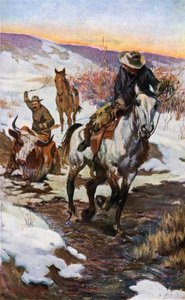 Talvityö Cowboysille (väri litho) tekijältä John Norval Marchand