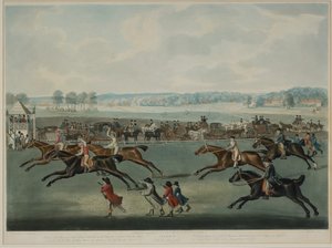 Ascot - Oatlands arpajaiset, kaiverrus J.W. Edy (fl. 1780-1820), julkaistu vuonna 1792 (akvatinta) tekijältä John Nott (after) Sartorius