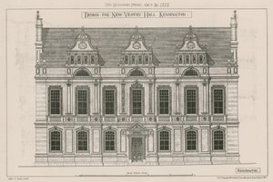 Suunnittelu New Vestry Hallille, Kensington, Lontoo tekijältä John Oldrid Scott
