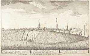 St Andrews Delineated - Näkymä St Andrewsin kaupungista kaakosta (lyijykynä ja pesu paperille).