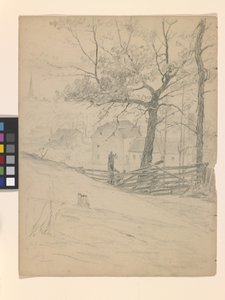Study For The Old Mills At Brookville (kynä luonnonvalkoiselle paperille)