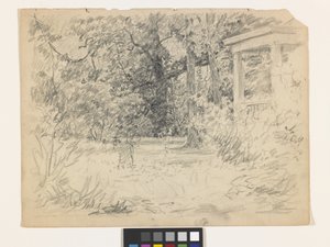 Study for Winifred At The Hermitage (lyijykynä luonnonvalkoiselle paperille)