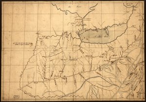 (Kauppiaan kartta Ohiosta ennen vuotta 1753.) LOC gm71002324 tekijältä John Patten