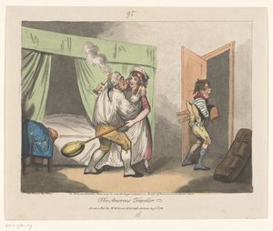 De Lustige Reiziger The Amorous Traveller (otsikko esineessä) tekijältä John Pettit (attributed to)
