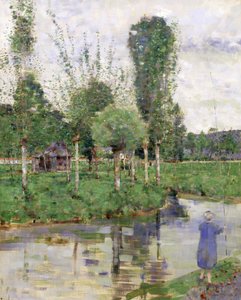 On the River, Sainte-Gertrude, Caudebec, Normandia (öljy kankaalle) tekijältä John Quinton Pringle